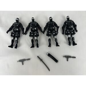GI Joe Snake Eyes v14 Lot Four Loose Figures With Sword Sheath and Two Rifles